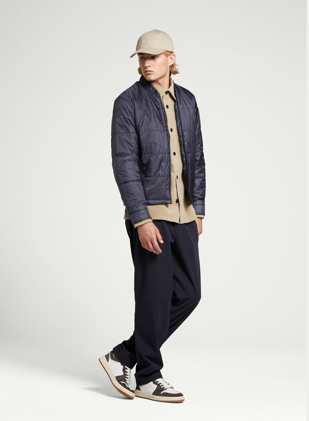 Quilted Bomber Jacket - Navy blue - Men