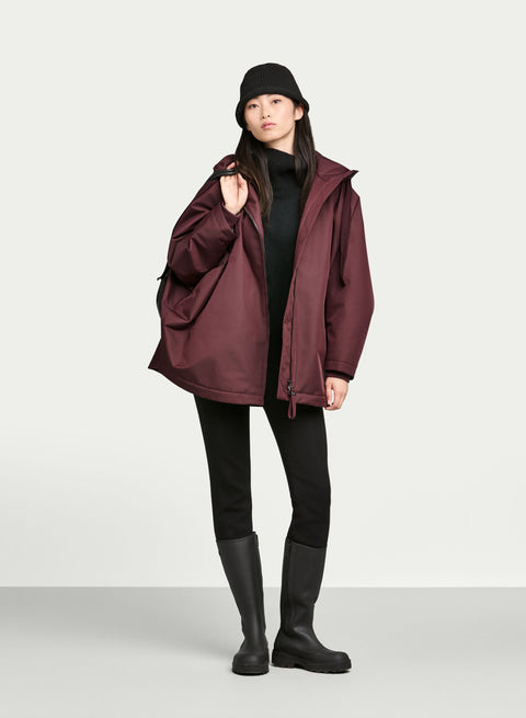 g-lab PURE Damen Jacke in Burgundy mit Fledermausärmeln und klarer minimalistischer Silhouette